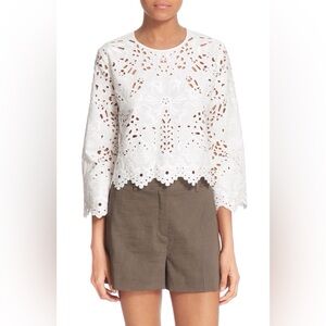 Theory White Lace Blouse size Small